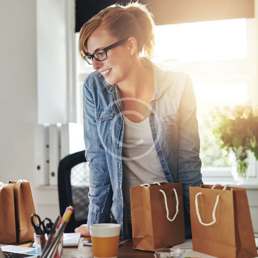 Woman with Packs – stock image