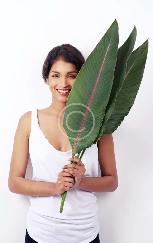 Woman with Leaves – stock image